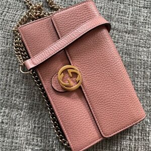 Pink Leather Crossbody Bag